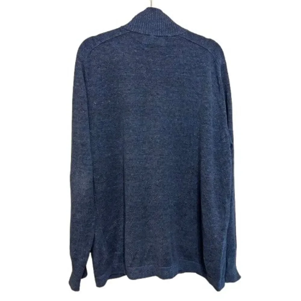 Banana Republic 100% Italian Linen Mock Neck Henley Sweater Mens XL Blue